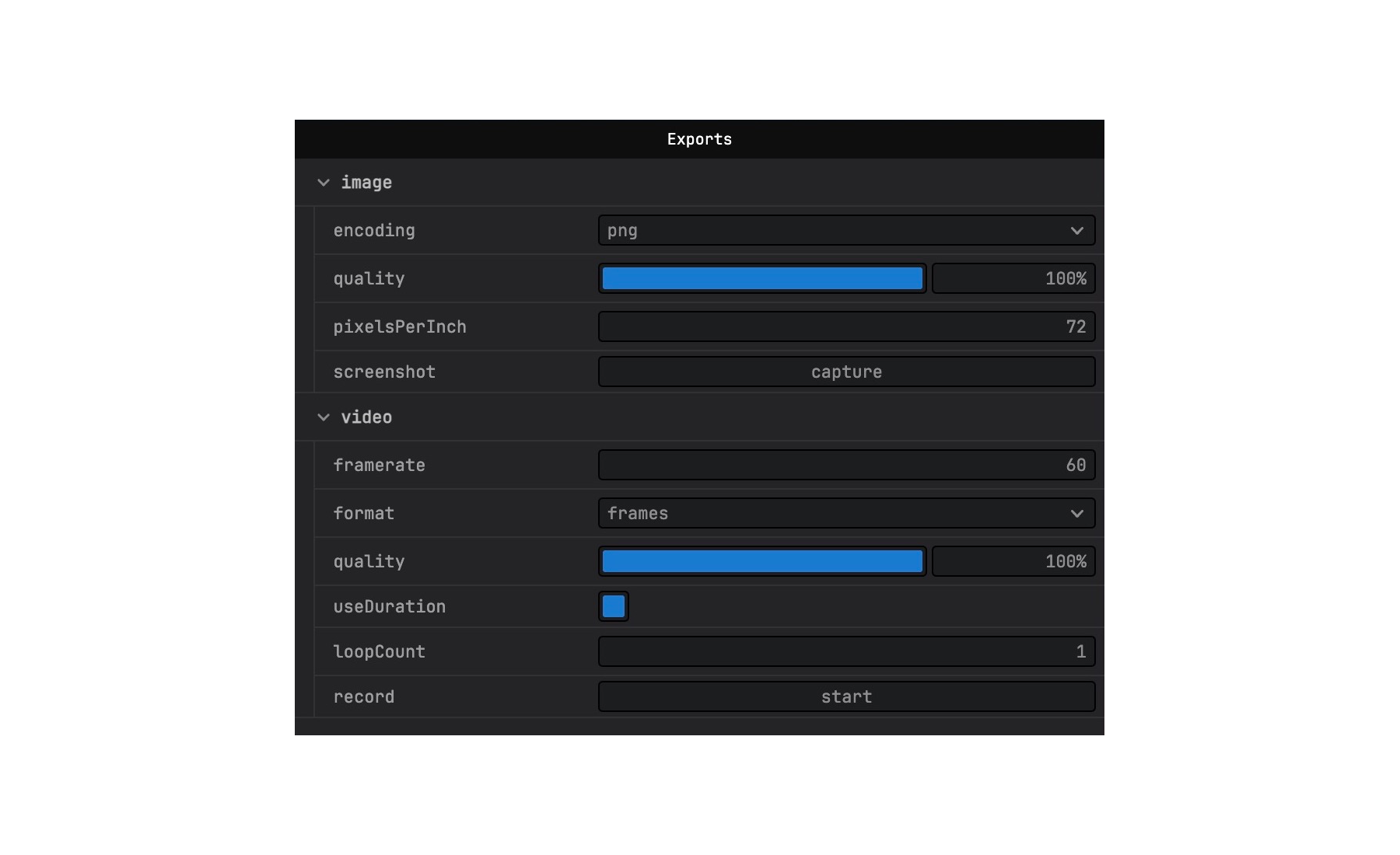 Interface of Exports module in Fragment